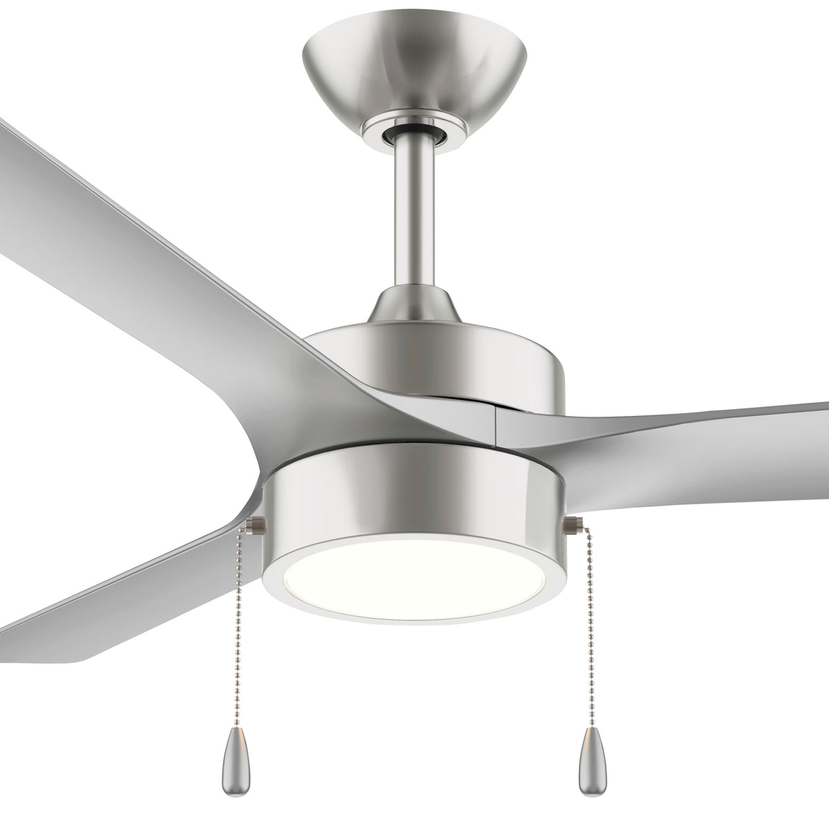 Close up of a P250122-009-30 ceiling fan with light fixture on a white background 