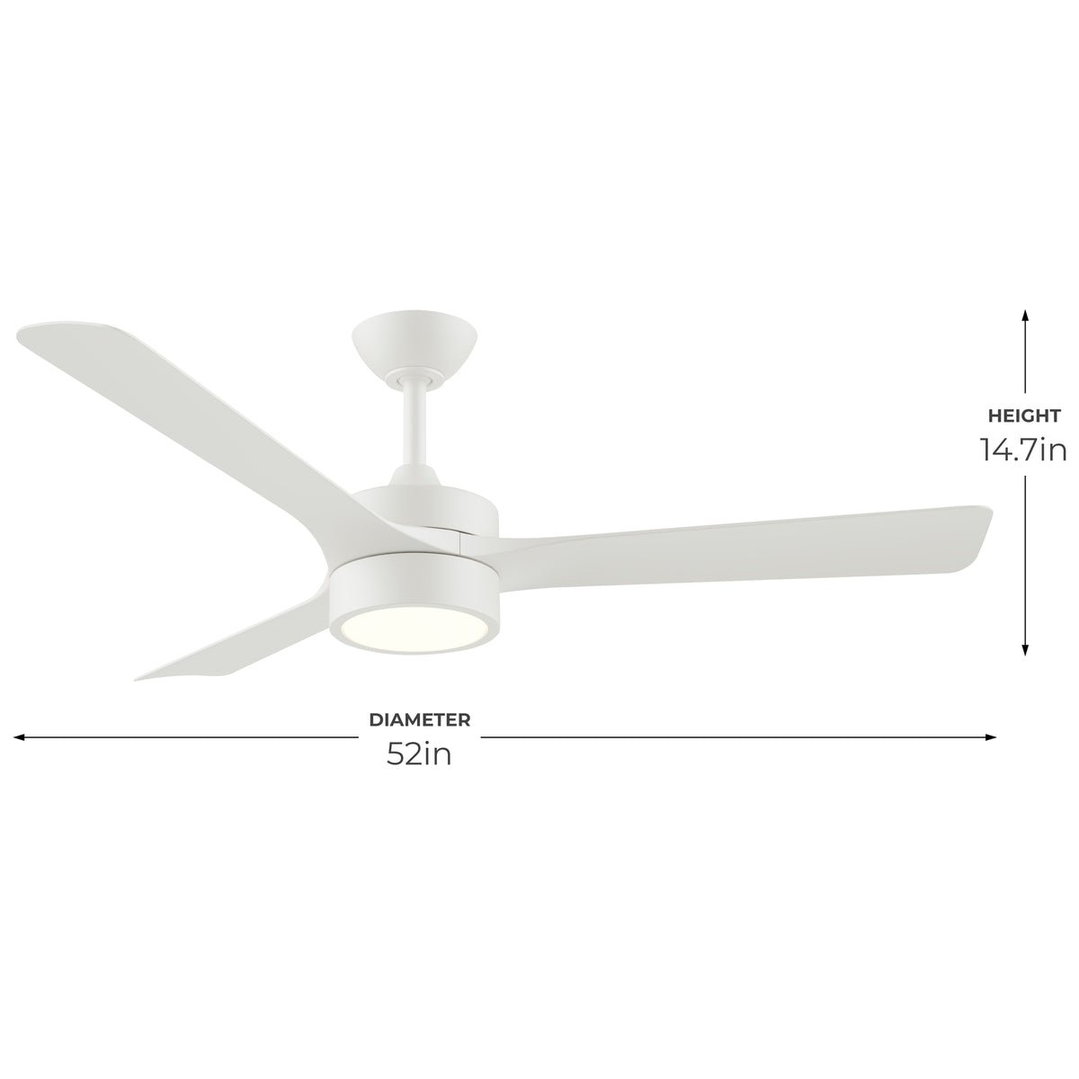 Axion-P250123-28M-30 ceiling fan with dimensions labeled on a white background 