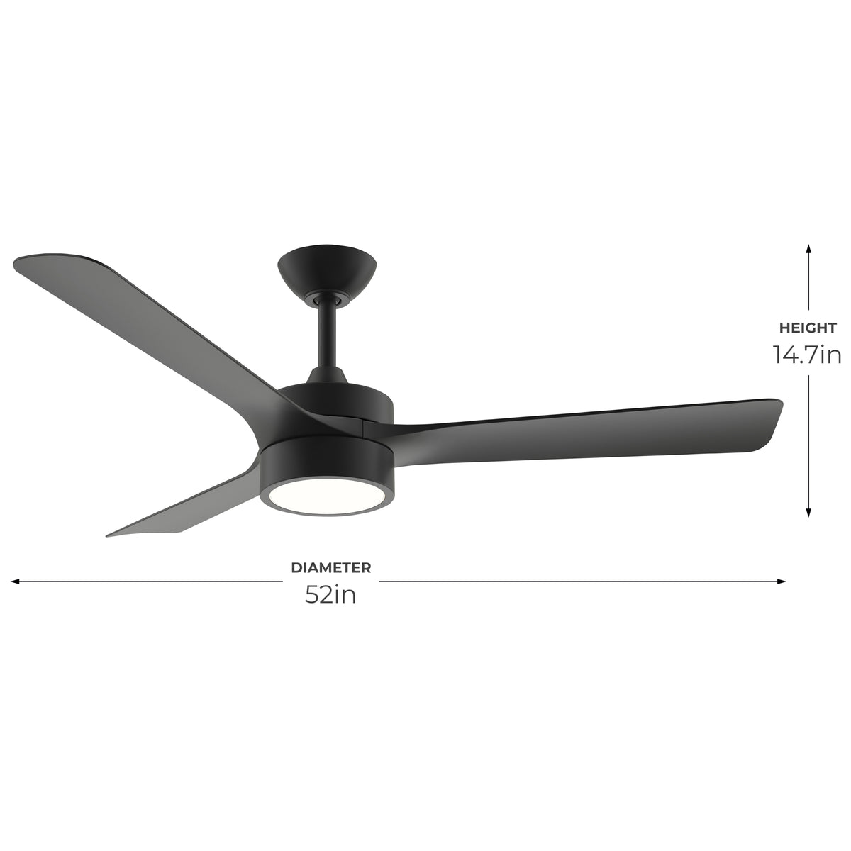 P250123-31M-30 ceiling fan with measurements on a white background 