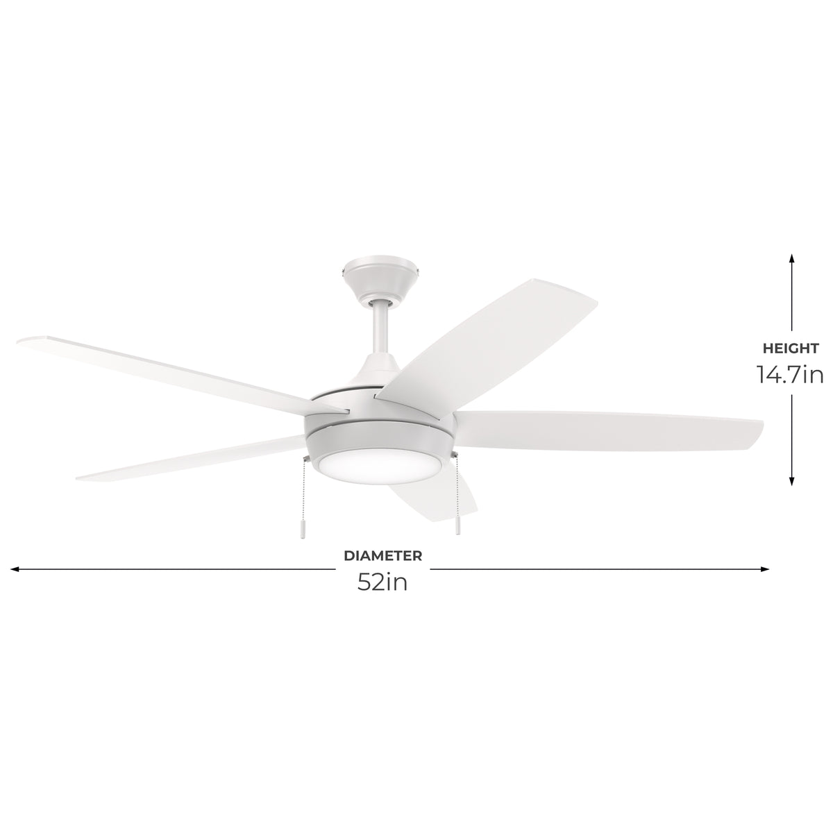 P250125-28M-30 ceiling fan with measurements on a white background 