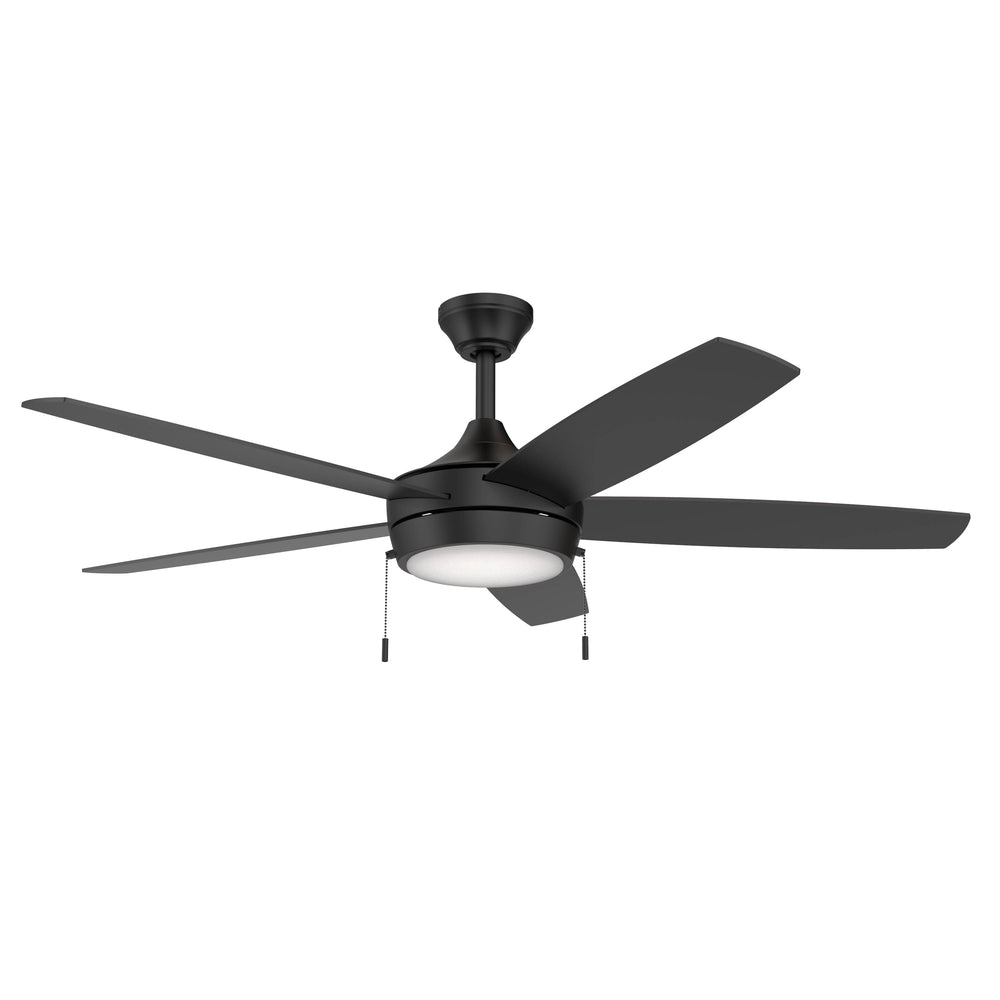 P250125-31M-30 ceiling fan with light on a white background ::Matte Black