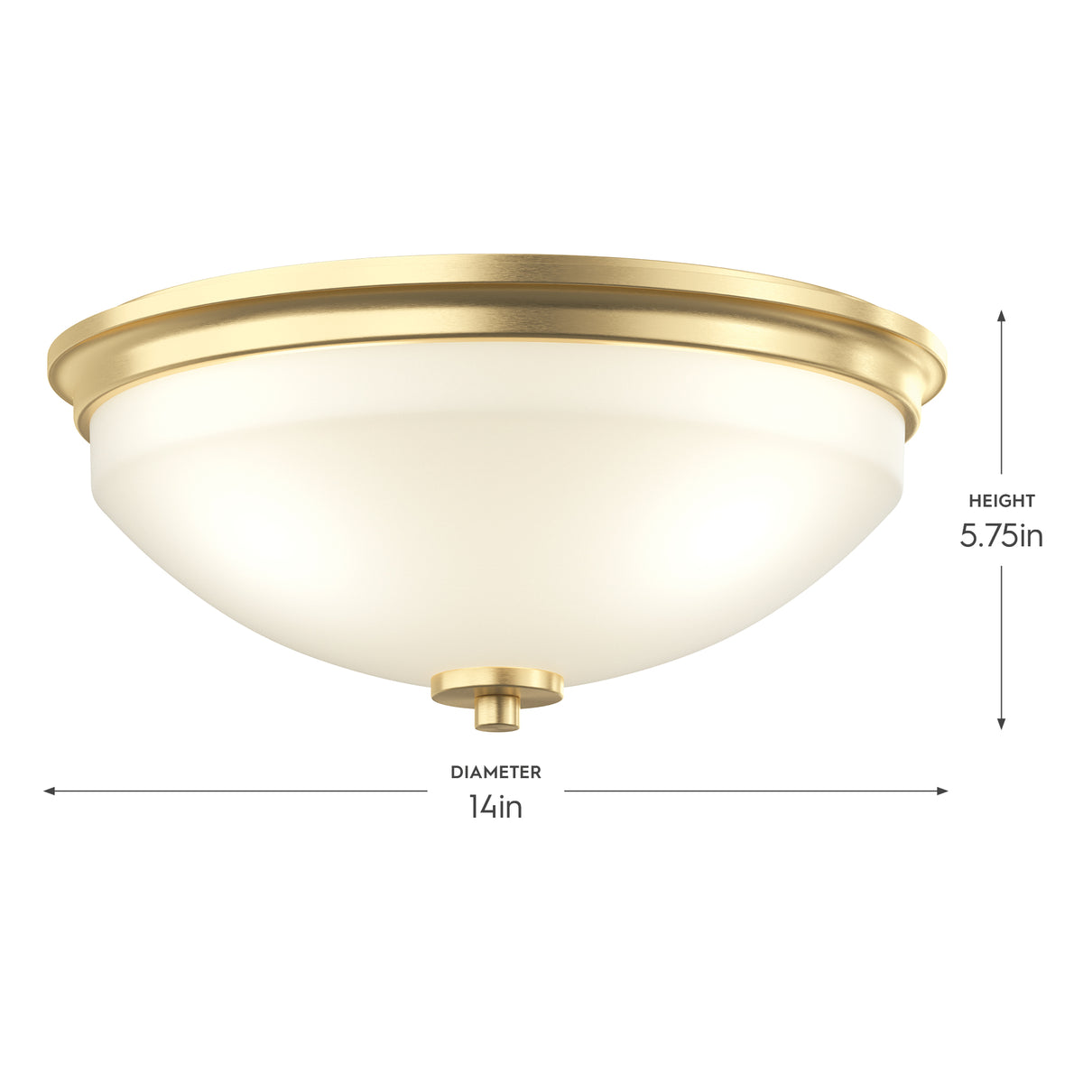 Ceiling light fixture with dimensions on a white background 
