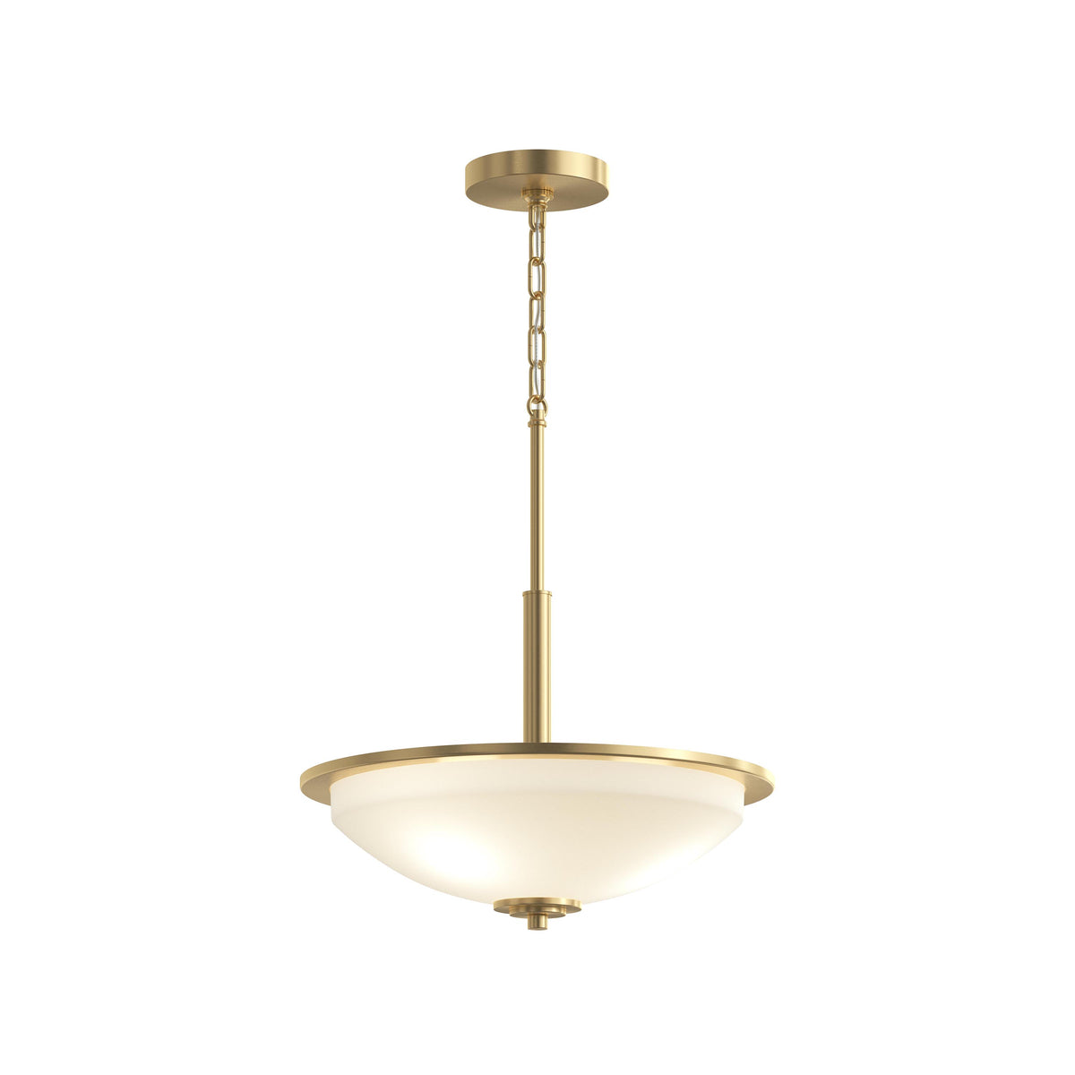 Pendant light with a white glass shade on a white background  