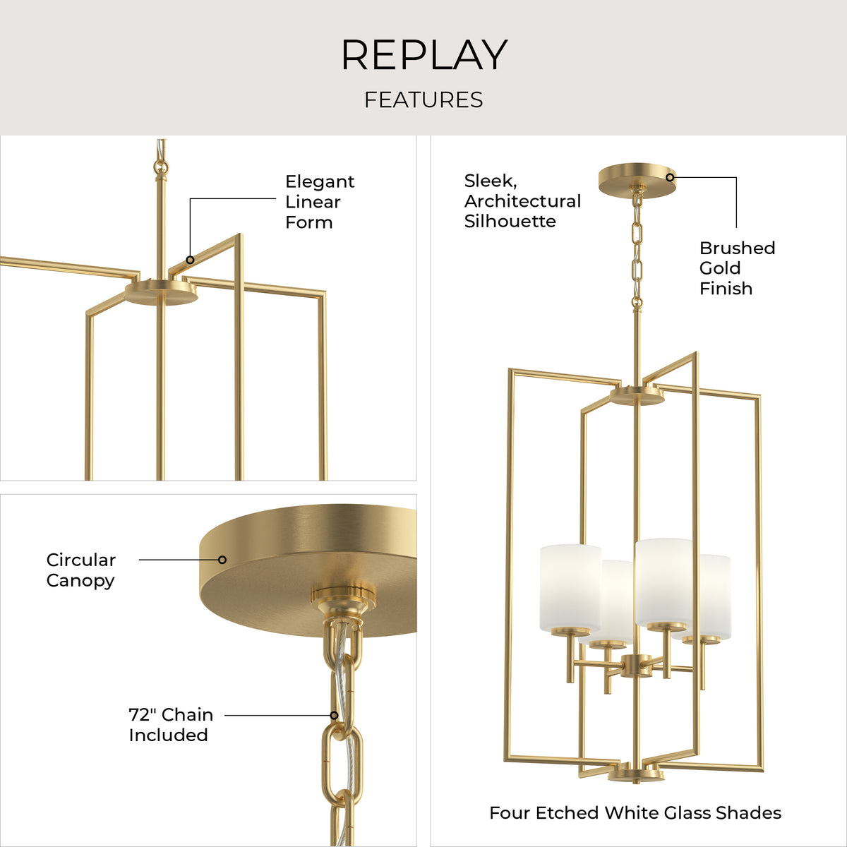 Chandelier with labeled features on a white background 