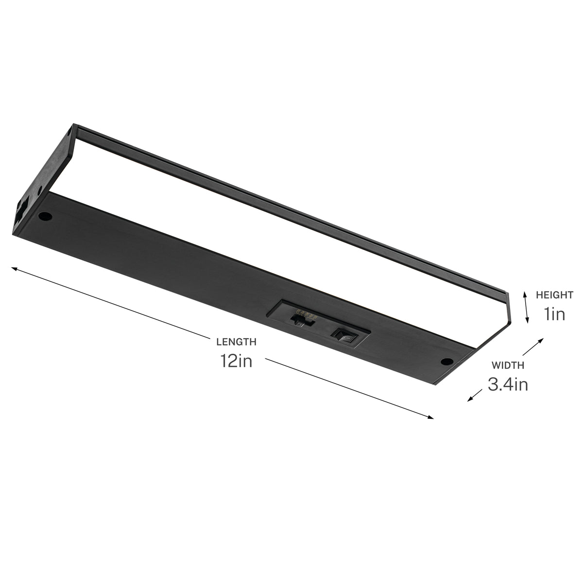P700030-031-CS under cabinet light on white background with dimensions 