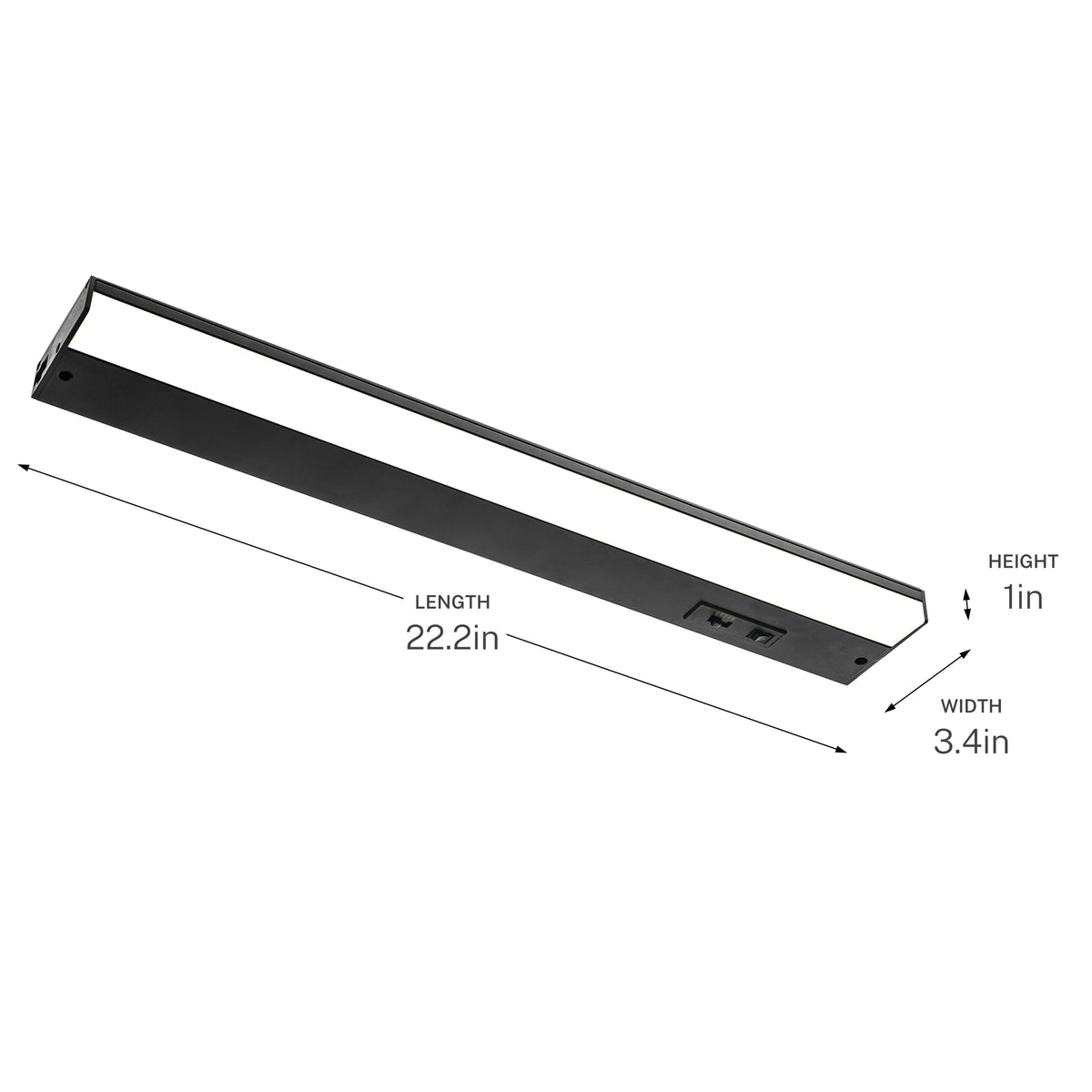 P700031-031-CS under cabinet light on white background with dimensions 